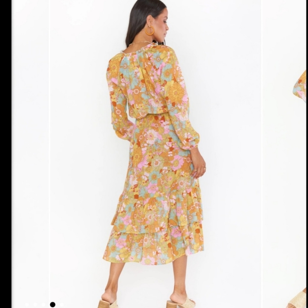 Show Me Your Mumu Cait Midi Dress size XSmall Xs color groovy blooms - Picture 2 of 7